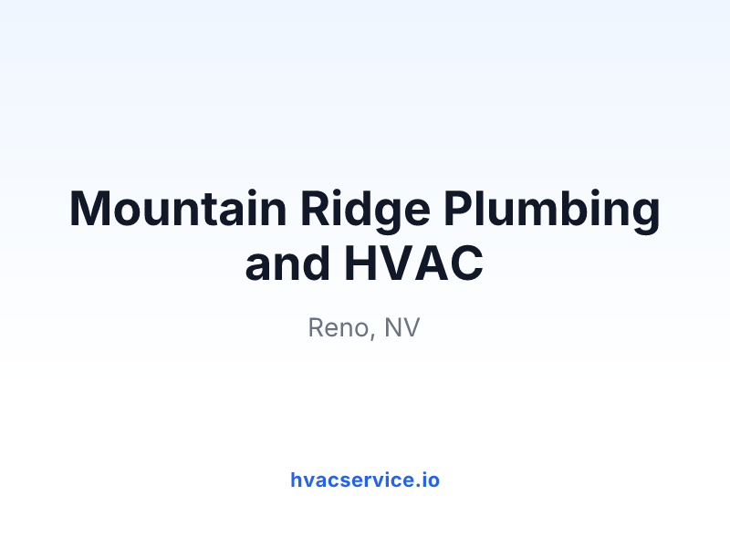Mountain Ridge Plumbing and HVAC