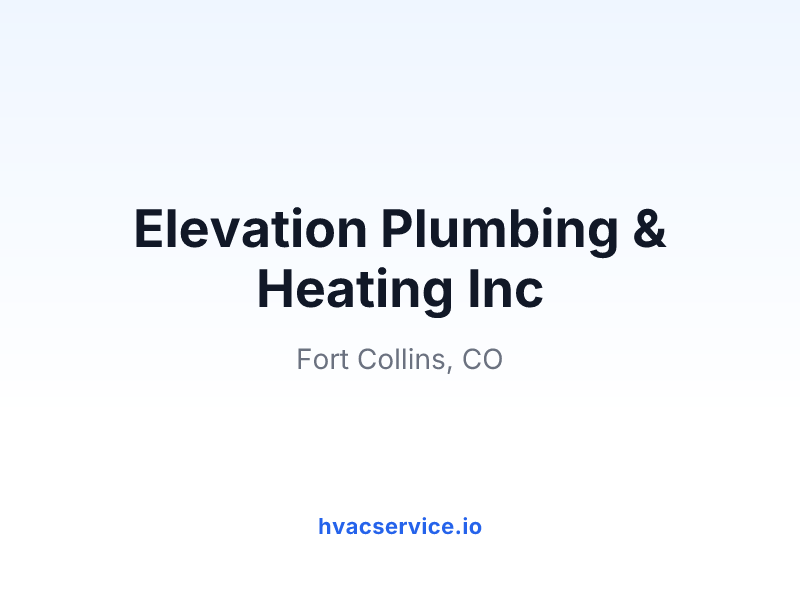 Elevation Plumbing & Heating Inc