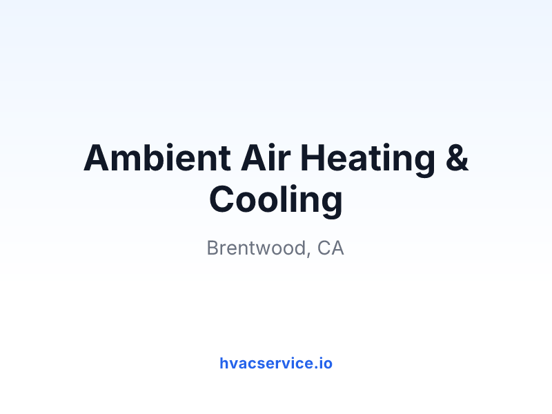 Ambient Air Heating & Cooling
