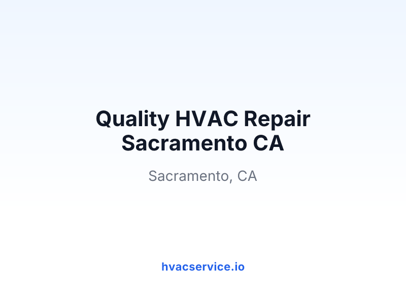 Quality HVAC Repair Sacramento CA