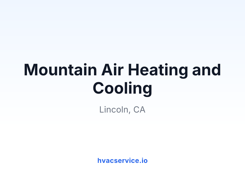 Mountain Air Heating and Cooling