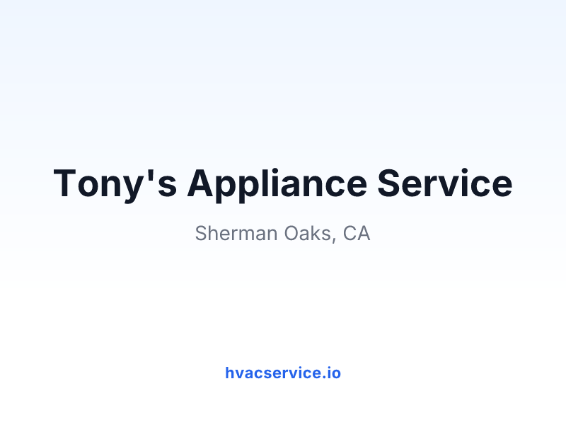 Tony's Appliance Service