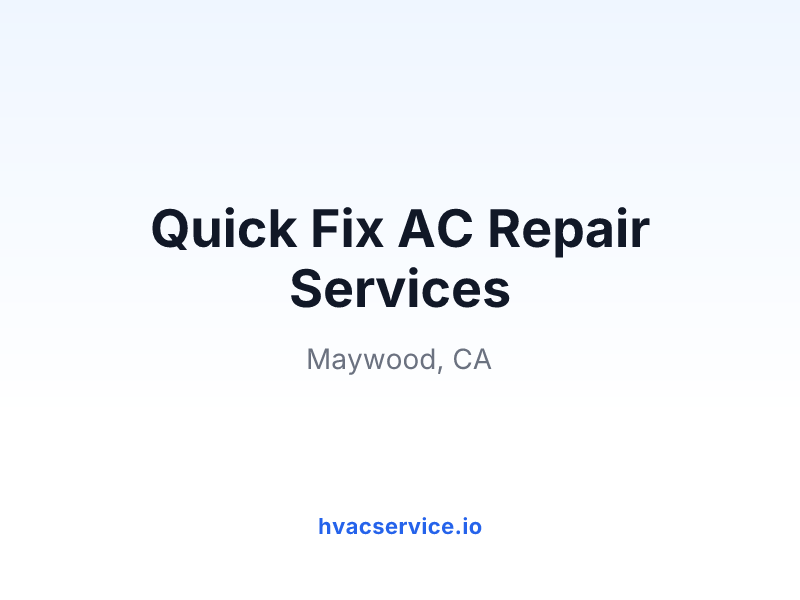 Quick Fix AC Repair Services