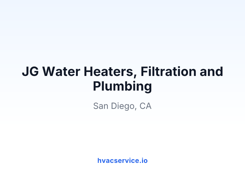JG Water Heaters, Filtration and Plumbing