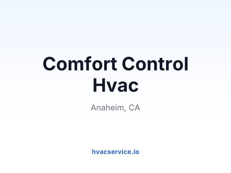 Comfort Control Hvac