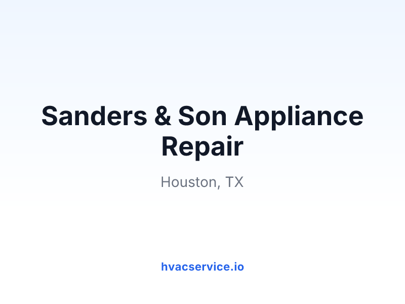 Sanders & Son Appliance Repair