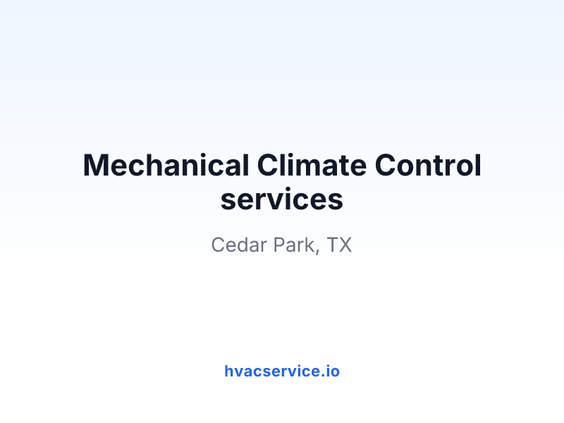 Mechanical Climate Control services