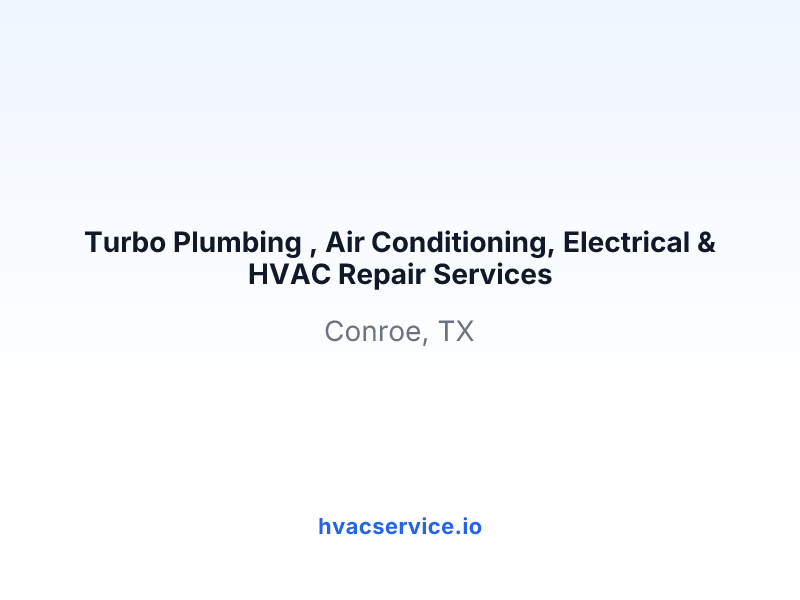 Turbo Plumbing , Air Conditioning, Electrical & HVAC Repair Services