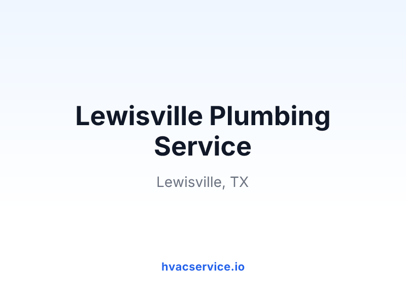 Lewisville Plumbing Service