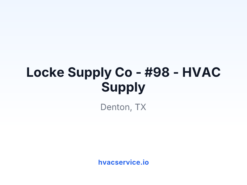 Locke Supply Co - #98 - HVAC Supply