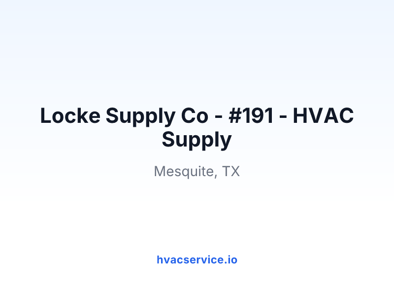 Locke Supply Co - #191 - HVAC Supply