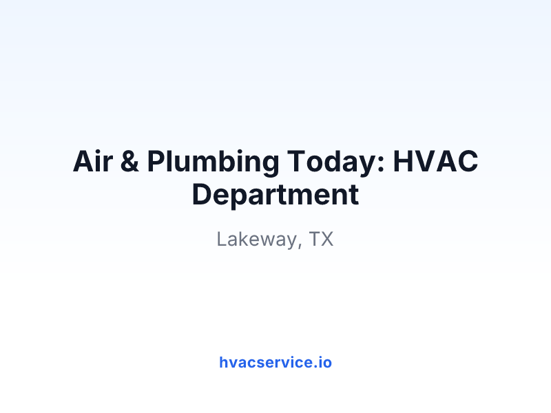 Air & Plumbing Today: HVAC Department