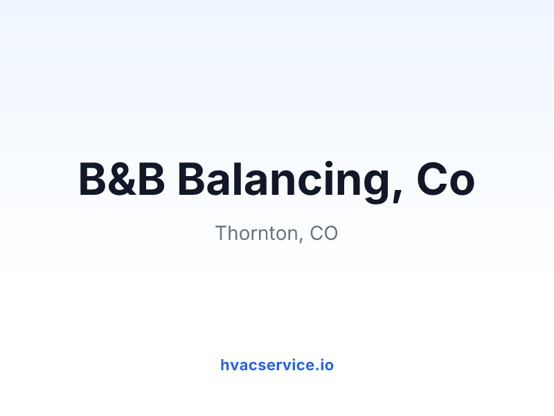 B&B Balancing, Co