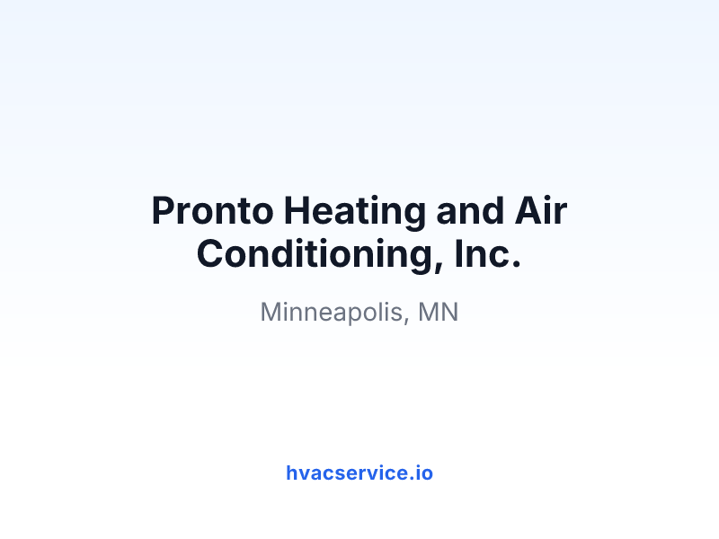 Pronto Heating and Air Conditioning, Inc.