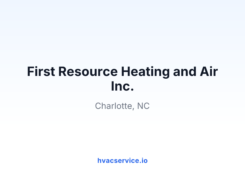First Resource Heating and Air Inc.