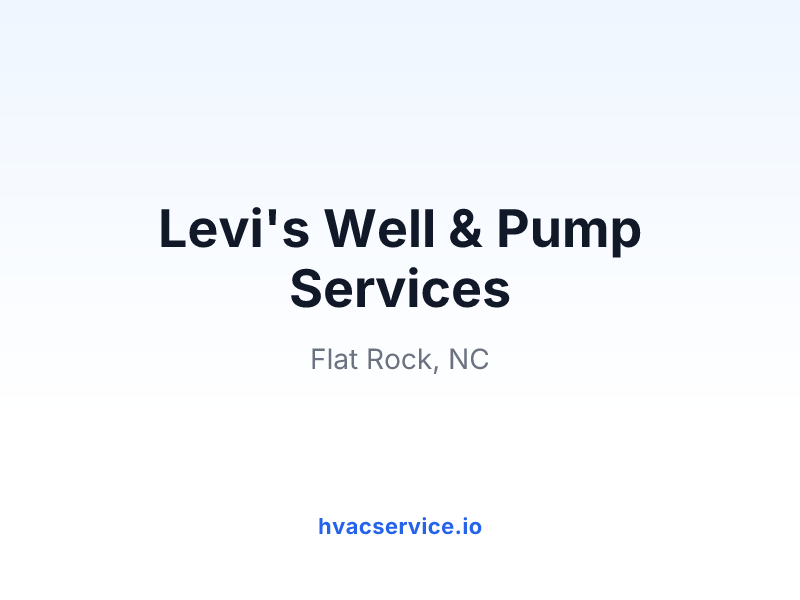 Levi's Well & Pump Services
