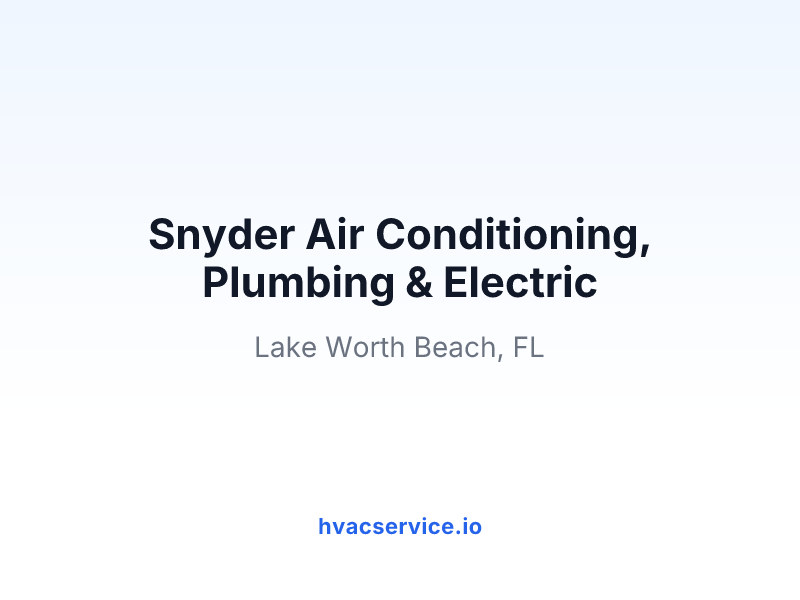 Snyder Air Conditioning, Plumbing & Electric