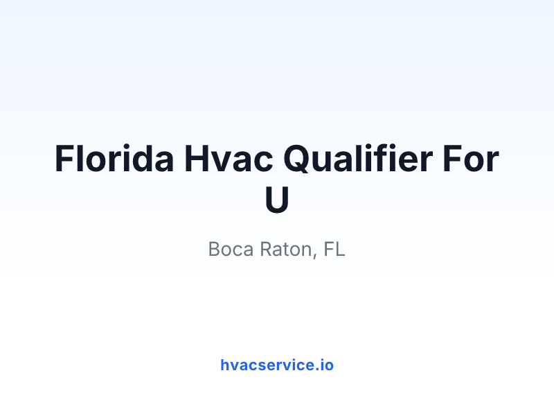 Florida Hvac Qualifier For U