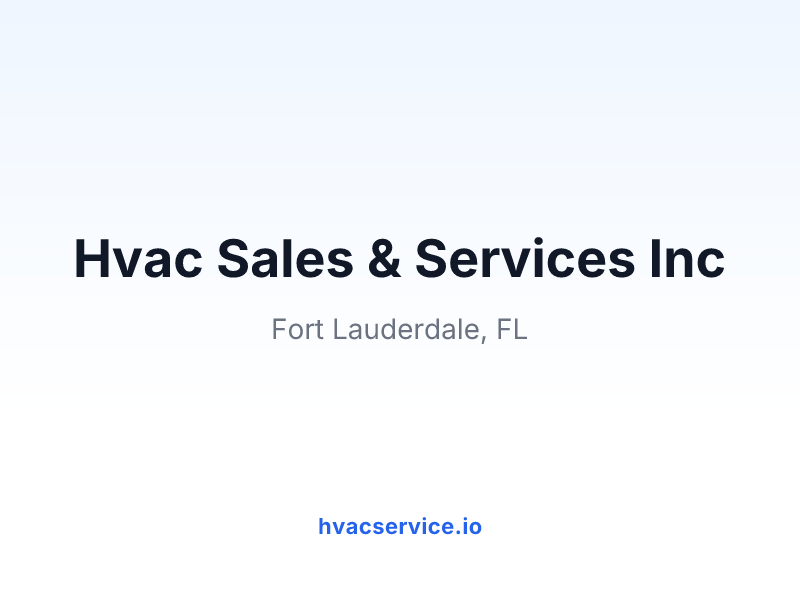 Hvac Sales & Services Inc