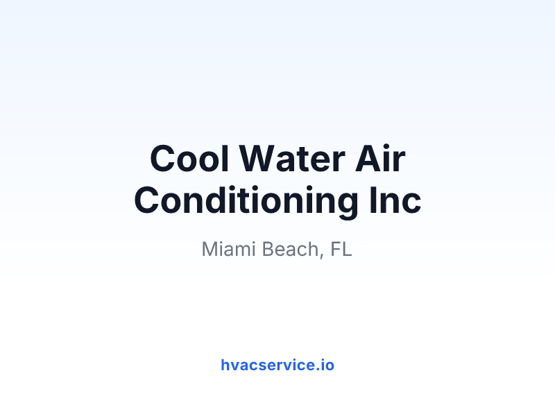 Cool Water Air Conditioning Inc
