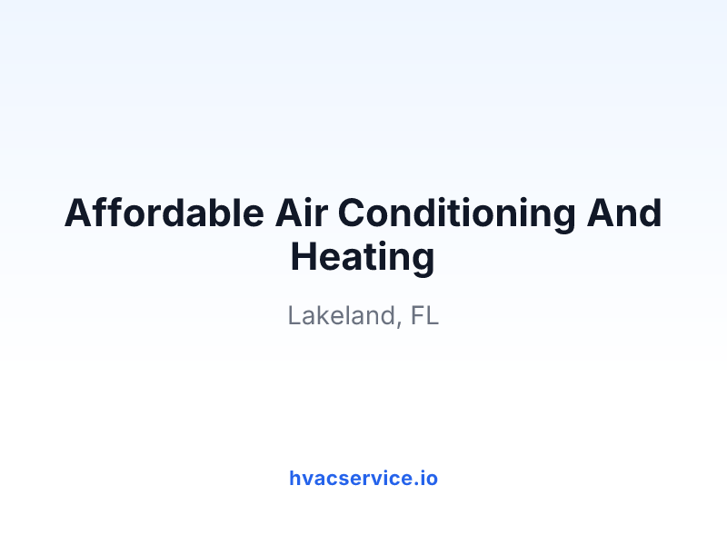 Affordable Air Conditioning And Heating