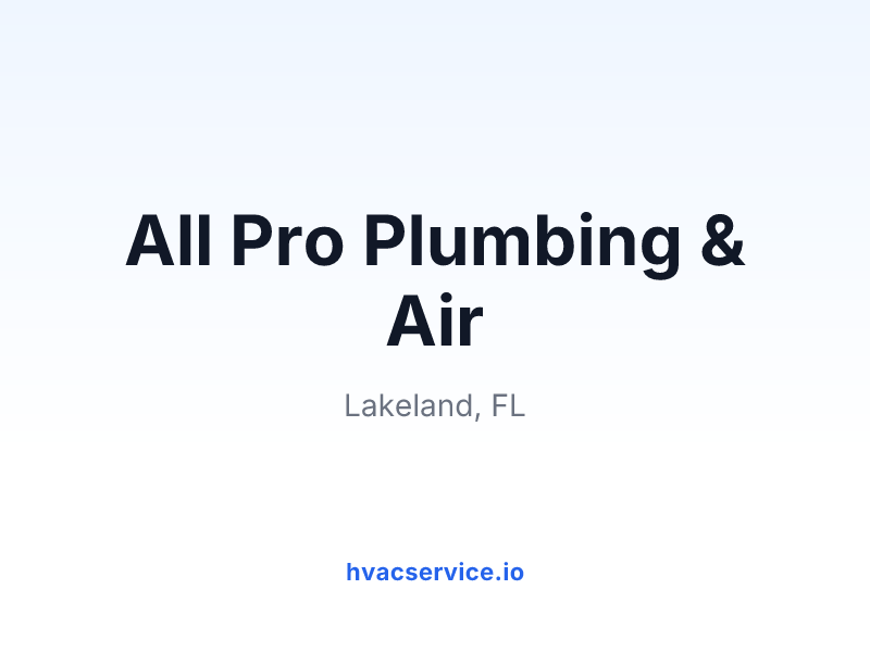 All Pro Plumbing & Air