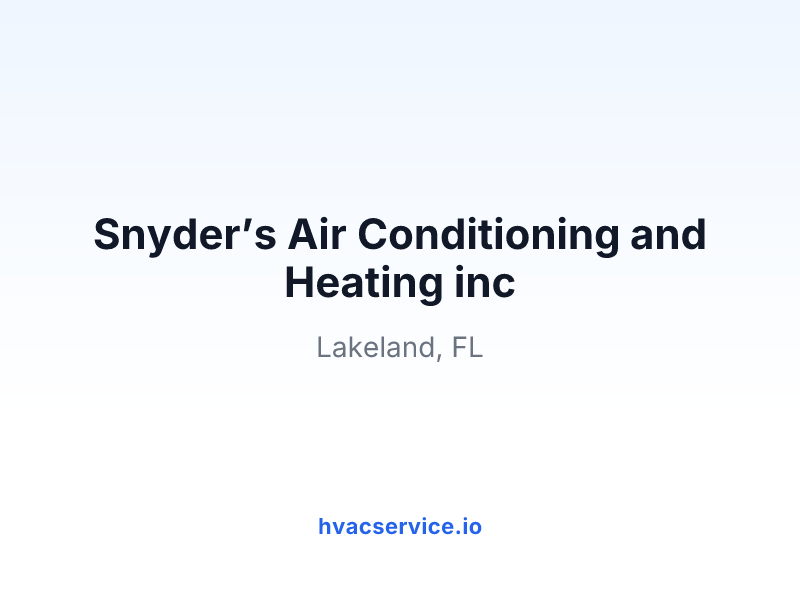 Snyder’s Air Conditioning and Heating inc