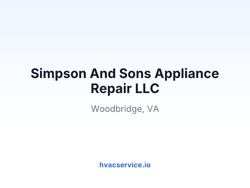 Simpson And Sons Appliance Repair LLC