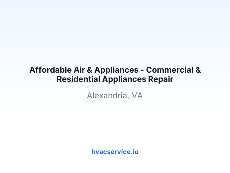 Affordable Air & Appliances - Commercial & Residential Appliances Repair