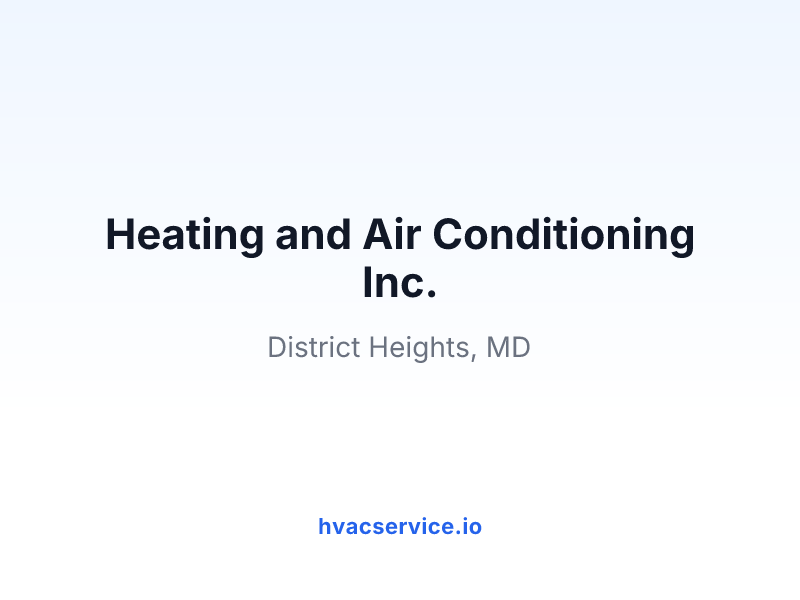 Heating and Air Conditioning Inc.