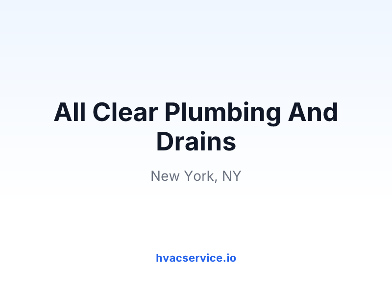 All Clear Plumbing And Drains