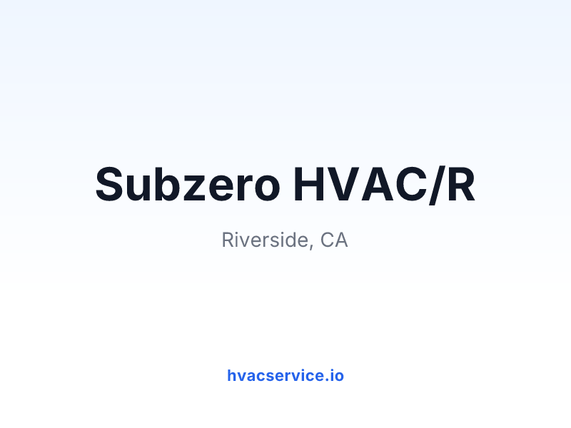 Subzero HVAC/R