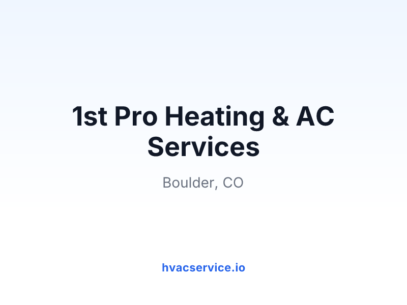 1st Pro Heating & AC Services